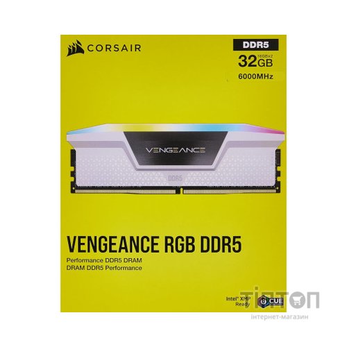 Модуль пам'яті для комп'ютера DDR5 32GB (2x16GB) 6000 MHz Vengeance RGB White Corsair (CMH32GX5M2E6000C36W)