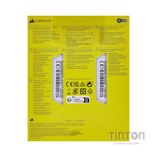 Модуль пам'яті для комп'ютера DDR5 32GB (2x16GB) 6000 MHz Vengeance RGB White Corsair (CMH32GX5M2E6000C36W)