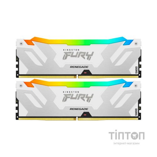 Модуль пам'яті для комп'ютера DDR5 32GB (2x16GB) 6800 MHz Renegade RGB White/Silver Kingston Fury (ex.HyperX) (KF568C36RWAK2-32)