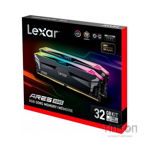 Модуль пам'яті для комп'ютера DDR5 32GB (2x16GB) 7200 MHz Ares RGB Black Lexar (LD5U16G72C34LA-RGD)