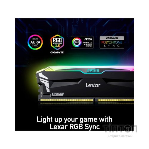 Модуль пам'яті для комп'ютера DDR5 32GB (2x16GB) 7200 MHz Ares RGB Black Lexar (LD5U16G72C34LA-RGD)