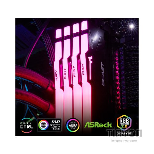 Модуль пам'яті для комп'ютера DDR5 32GB 5200 MHz Beast RGB EXPO Kingston Fury (ex.HyperX) (KF552C36BBEA-32)