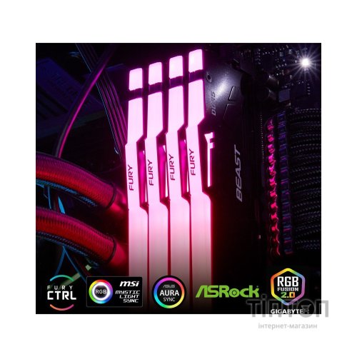 Модуль пам'яті для комп'ютера DDR5 32GB 5600 MHz Beast RGB Kingston Fury (ex.HyperX) (KF556C36BBEA-32)
