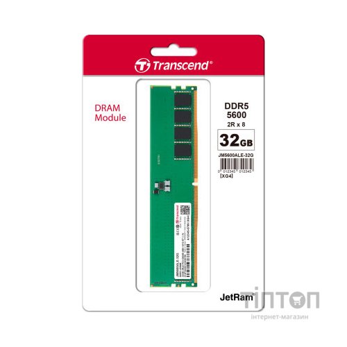 Модуль пам'яті для комп'ютера DDR5 32GB 5600 MHz JetRam Transcend (JM5600ALE-32G)