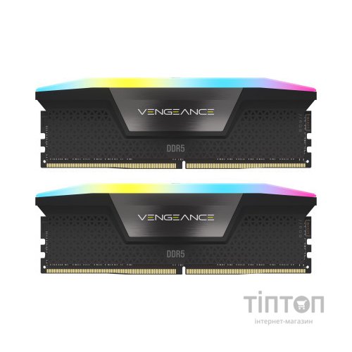 Модуль пам'яті для комп'ютера DDR5 48GB (2x24GB) 5200 MHz Vengeance RGB Black Corsair (CMH48GX5M2B5200C38)