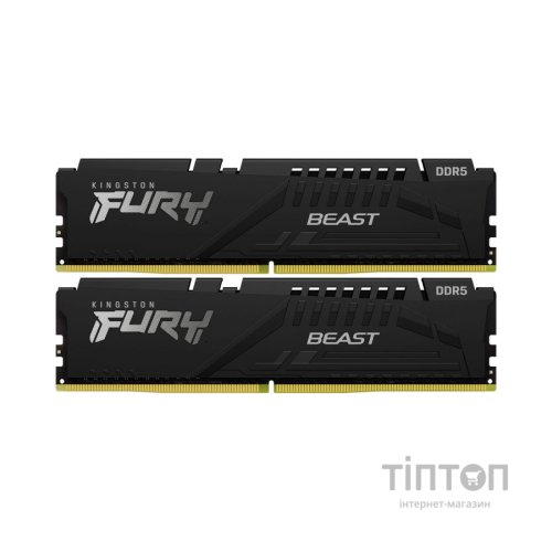 Модуль пам'яті для комп'ютера DDR5 64GB (2x32GB) 4800 MHz FURY Beast Black Kingston Fury (ex.HyperX) (KF548C38BBK2-64)
