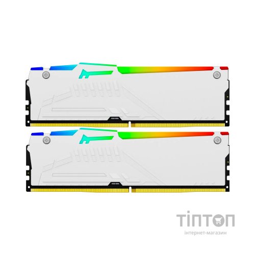 Модуль пам'яті для комп'ютера DDR5 64GB (2x32GB) 5200 MHz FURY Beast White RGB Kingston Fury (ex.HyperX) (KF552C40BWAK2-64)