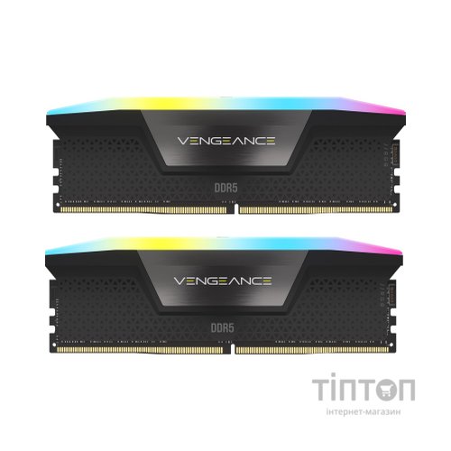 Модуль пам'яті для комп'ютера DDR5 64GB (2x32GB) 5200 MHz Vengeance RGB Black Corsair (CMH64GX5M2B5200C40)