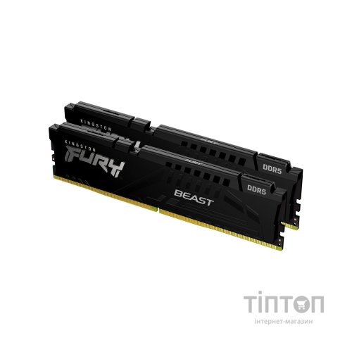Модуль пам'яті для комп'ютера DDR5 64GB (2x32GB) 5600 MHz Beast Black Kingston Fury (ex.HyperX) (KF556C36BBEK2-64)