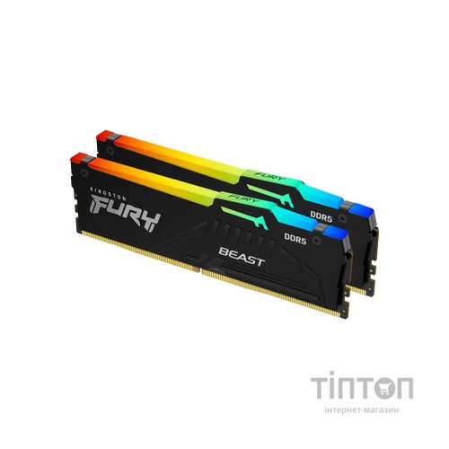 Модуль пам'яті для комп'ютера DDR5 64GB (2x32GB) 5600 MHz Beast RGB Kingston Fury (ex.HyperX) (KF556C36BBEAK2-64)