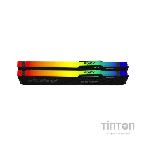 Модуль пам'яті для комп'ютера DDR5 64GB (2x32GB) 5600 MHz Beast RGB Kingston Fury (ex.HyperX) (KF556C36BBEAK2-64)