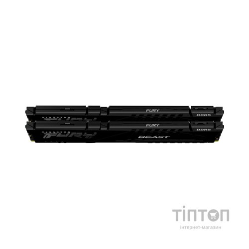 Модуль пам'яті для комп'ютера DDR5 64GB (2x32GB) 5600 MHz FURY Beast Black Kingston Fury (ex.HyperX) (KF556C40BBK2-64)