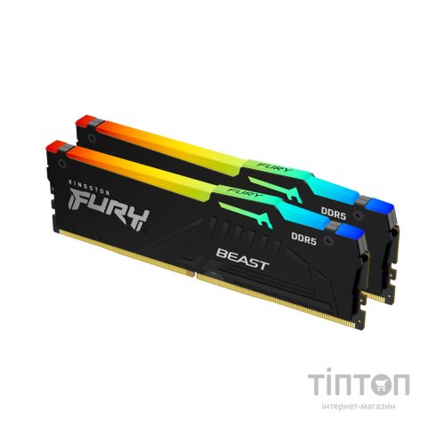Модуль пам'яті для комп'ютера DDR5 64GB (2x32GB) 5600 MHz FURY Beast RGB Kingston Fury (ex.HyperX) (KF556C40BBAK2-64)