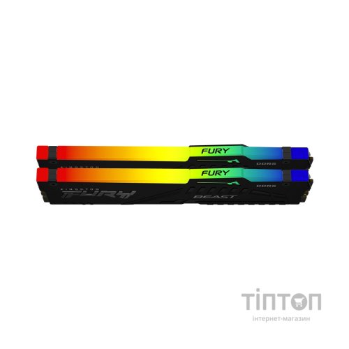 Модуль пам'яті для комп'ютера DDR5 64GB (2x32GB) 5600 MHz FURY Beast RGB Kingston Fury (ex.HyperX) (KF556C40BBAK2-64)