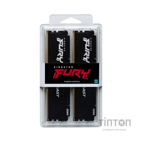 Модуль пам'яті для комп'ютера DDR5 64GB (2x32GB) 6000 MHz Beast Black XMP Kingston Fury (ex.HyperX) (KF560C40BBK2-64)