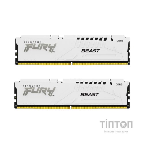 Модуль пам'яті для комп'ютера DDR5 64GB (2x32GB) 6000 MHz Beast White Kingston Fury (ex.HyperX) (KF560C36BWEK2-64)