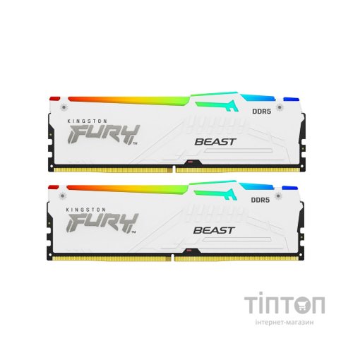 Модуль пам'яті для комп'ютера DDR5 64GB (2x32GB) 6000 MHz Beast White RGB Kingston Fury (ex.HyperX) (KF560C36BWEAK2-64)