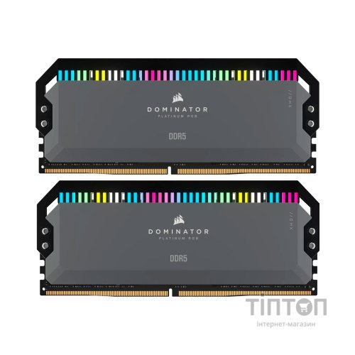 Модуль пам'яті для комп'ютера DDR5 64GB (2x32GB) 6000 MHz Dominator Platinum RGB Gray Corsair (CMT64GX5M2B6000Z30)