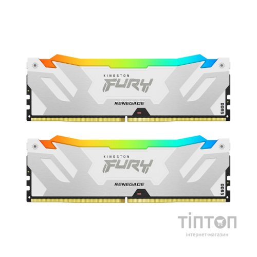 Модуль пам'яті для комп'ютера DDR5 64GB (2x32GB) 6000 MHz Renegade RGB White XMP Kingston Fury (ex.HyperX) (KF560C32RWAK2-64)