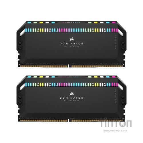Модуль пам'яті для комп'ютера DDR5 64GB (2x32GB) 6400 MHz Dominator Platinum RGB Black Corsair (CMT64GX5M2B6400C32)