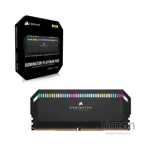 Модуль пам'яті для комп'ютера DDR5 64GB (4x16GB) 6200 MHz Dominator Platinum RGB Black Corsair (CMT64GX5M4B6200C32)