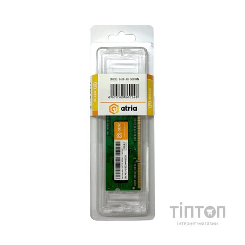 Модуль пам'яті для ноутбука SoDIMM DDR3 4GB 1600 MHz ATRIA (UAT31600CL11SK1/4)