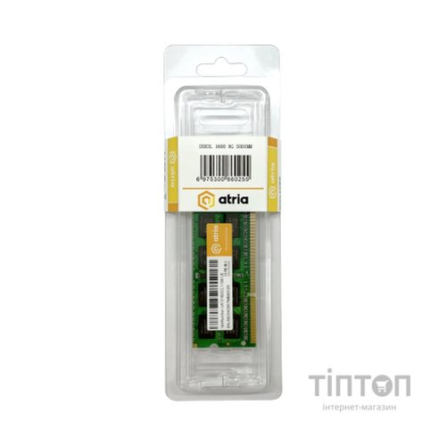 Модуль пам'яті для ноутбука SoDIMM DDR3 8GB 1600 MHz ATRIA (UAT31600CL11SK1/8)