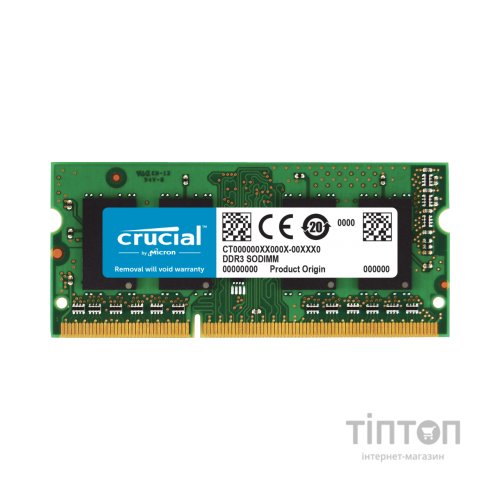 Модуль пам'яті для ноутбука SoDIMM DDR3L 4GB 1600 MHz Micron (CT4G3S160BJM)