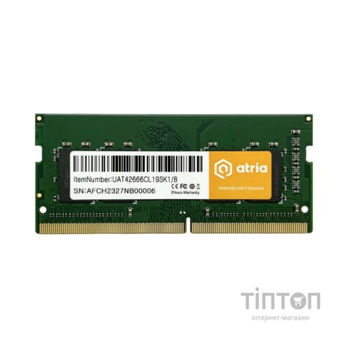 Модуль пам'яті для ноутбука SoDIMM DDR4 8GB 2666 MHz ATRIA (UAT42666CL19SK1/8)