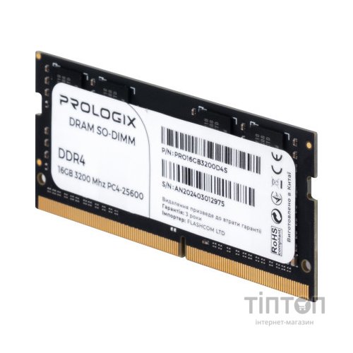 Модуль пам'яті для ноутбука SoDIMM DDR4 8GB 3200 MHz Prologix (PRO8GB3200D4S)