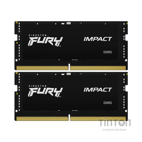 Модуль пам'яті для ноутбука SoDIMM DDR5 32GB (2x16GB) 5600 MHz Impact Black Kingston Fury (ex.HyperX) (KF556S40IBK2-32)