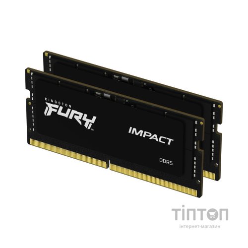 Модуль пам'яті для ноутбука SoDIMM DDR5 32GB (2x16GB) 5600 MHz Impact Black Kingston Fury (ex.HyperX) (KF556S40IBK2-32)