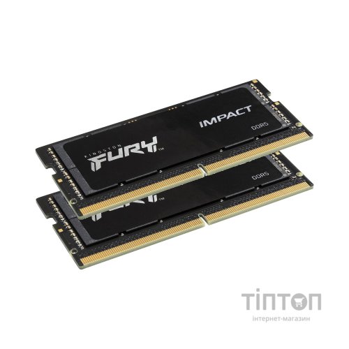 Модуль пам'яті для ноутбука SoDIMM DDR5 32GB (2x16GB) 5600 MHz Impact Black Kingston Fury (ex.HyperX) (KF556S40IBK2-32)
