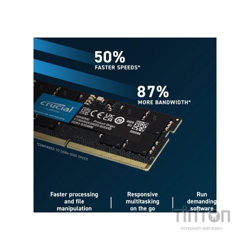 Модуль пам'яті для ноутбука SoDIMM DDR5 32GB (2x16GB) 5600 MHz Ripjaws Micron (CT2K16G56C46S5)