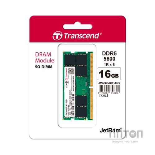Модуль пам'яті для ноутбука SoDIMM DDR5 32GB 5600 MHz JetRam Transcend (JM5600ASE-32G)