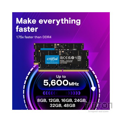 Модуль пам'яті для ноутбука SoDIMM DDR5 8GB 5200 MHz Micron (CT8G52C42S5)