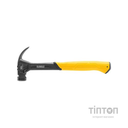 Молоток DeWALT CURVE-CLAW, суцільнометалевий, 454 г, з гвоздодером. (DWHT51002-0)