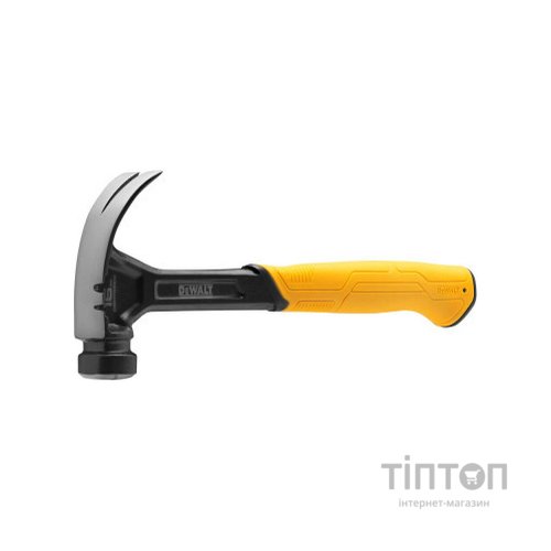 Молоток DeWALT CURVE-CLAW, суцільнометалевий, 454 г, з гвоздодером. (DWHT51002-0)