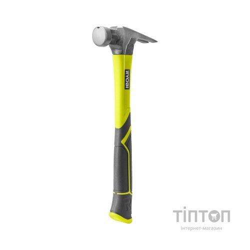 Молоток Ryobi RH16FSS, 450г, рукоятка зі скловолокна, цвяходер, магнітний тримач (5132005333)