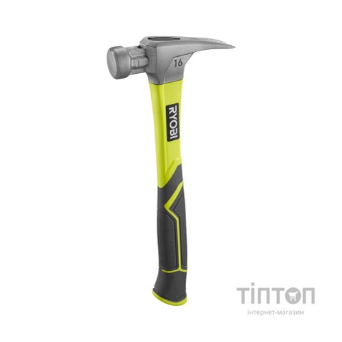 Молоток Ryobi RH16FSS, 450г, рукоятка зі скловолокна, цвяходер, магнітний тримач (5132005333)