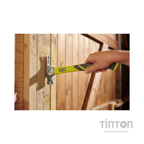 Молоток Ryobi RH16FSS, 450г, рукоятка зі скловолокна, цвяходер, магнітний тримач (5132005333)