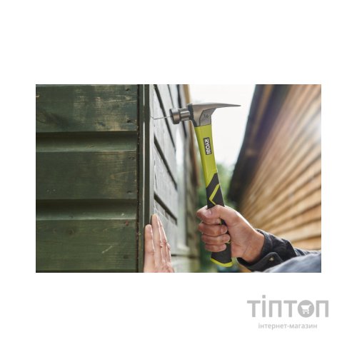 Молоток Ryobi RH16FSS, 450г, рукоятка зі скловолокна, цвяходер, магнітний тримач (5132005333)