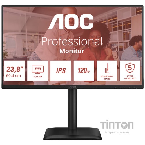 Монiтор 23.8" AOC 24E4U Black