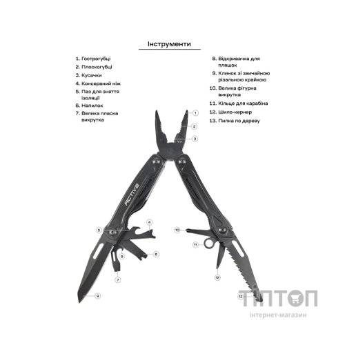 Мультитул Active Universal Tool Black (866S-H)