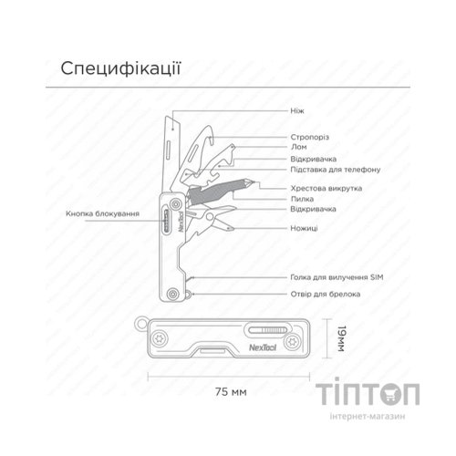 Мультитул NexTool Multi Functional Knife зелений (NE20098)
