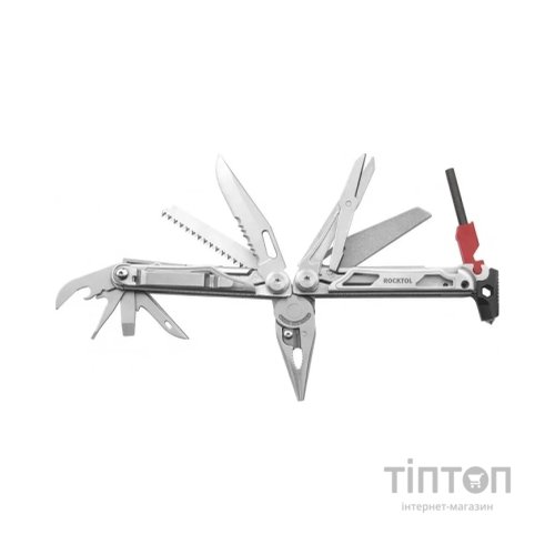 Мультитул Rocktol 22-в-1 з нейлоновим чохлом, кресалом, свистком та бітами (SK04)