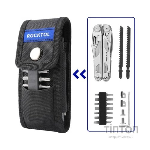 Мультитул Rocktol 29-в-1 з нейлоновим чохлом, бітами та запасними аксесуарами (SK05)