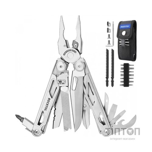 Мультитул Rocktol 29-в-1 з нейлоновим чохлом, бітами та запасними аксесуарами (SK05)