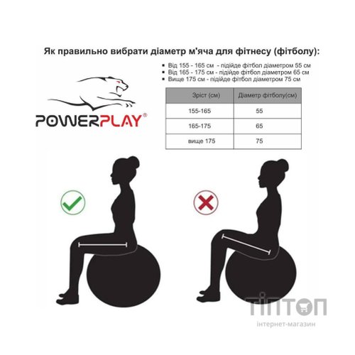 М'яч для фітнесу PowerPlay 4003 75см Блакитний + помпа (PP_4003_75_Sky_Blue)