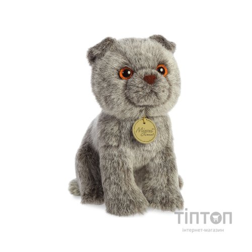 М'яка іграшка Aurora м'яконабивна Кішка шотландська вислоуха Сіра 20 см (210026A)